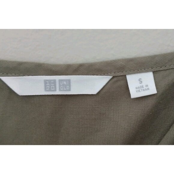 Uniqlo Linen-blend Jumpsuit Size Small Green V Neck Wide Leg Sleeveless - Picture 5 of 9